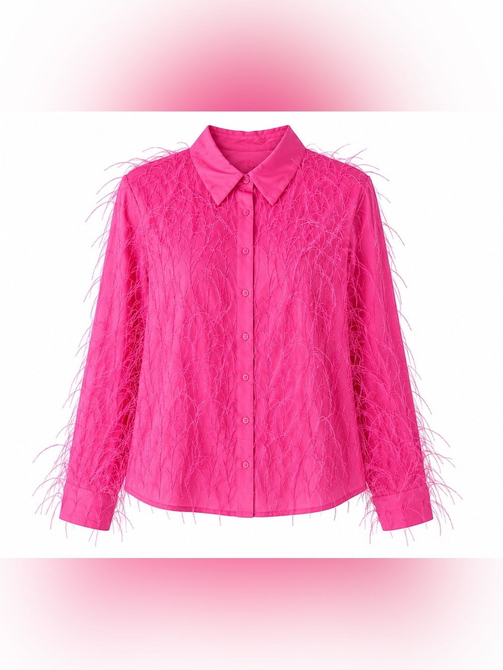 NWT! J.Crew Collection Feather Trim Button-Up Blouse Pink Size 4